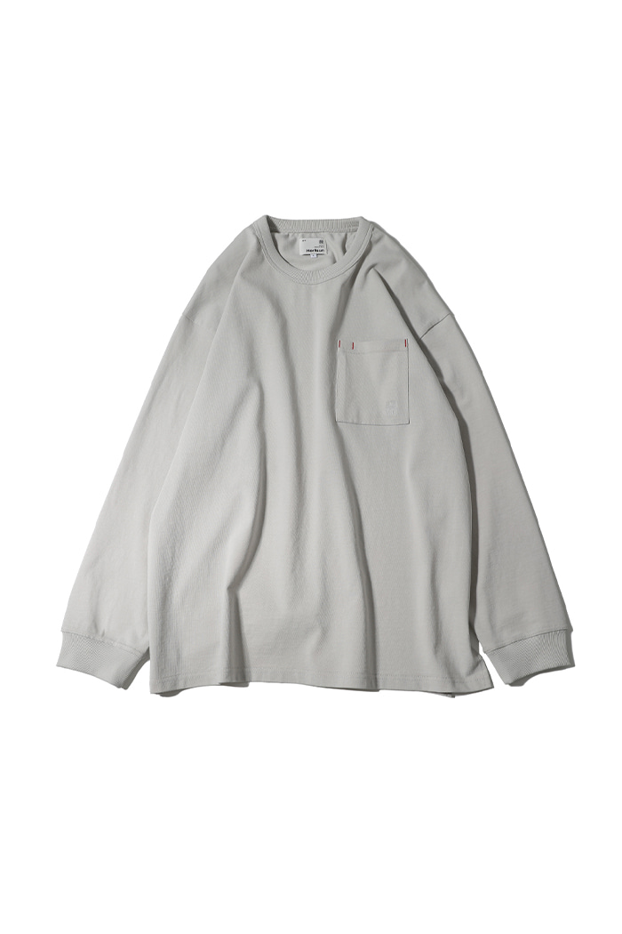 22SS Lawrence Overfit Long Sleeve Pocket T-shirt Light Gray