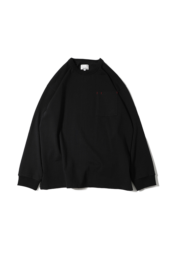 22SS Lawrence Overfit Long Sleeve Pocket T-shirt Black